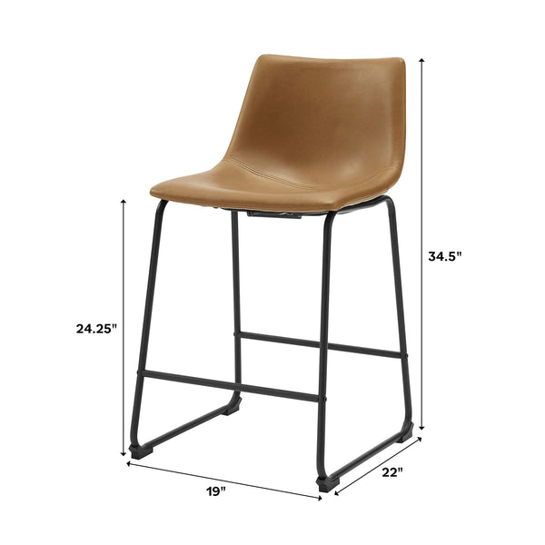 Faux Leather Counter Stools Dining / Kitchen Walker Edison 