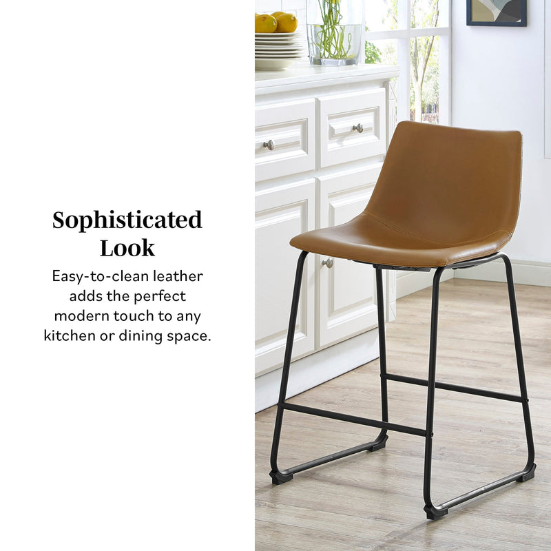 Faux Leather Counter Stools Dining / Kitchen Walker Edison 