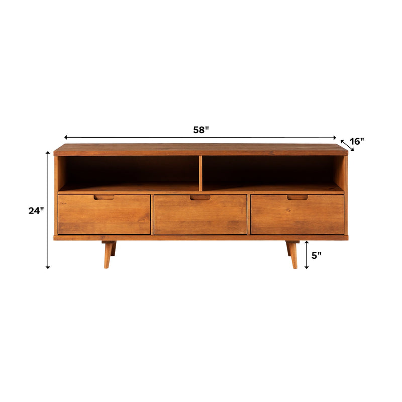 Ivy 3-Drawer Solid Wood TV Console Entertainment Walker Edison 