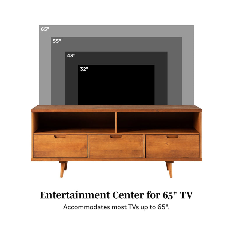 Ivy 3-Drawer Solid Wood TV Console Entertainment Walker Edison 