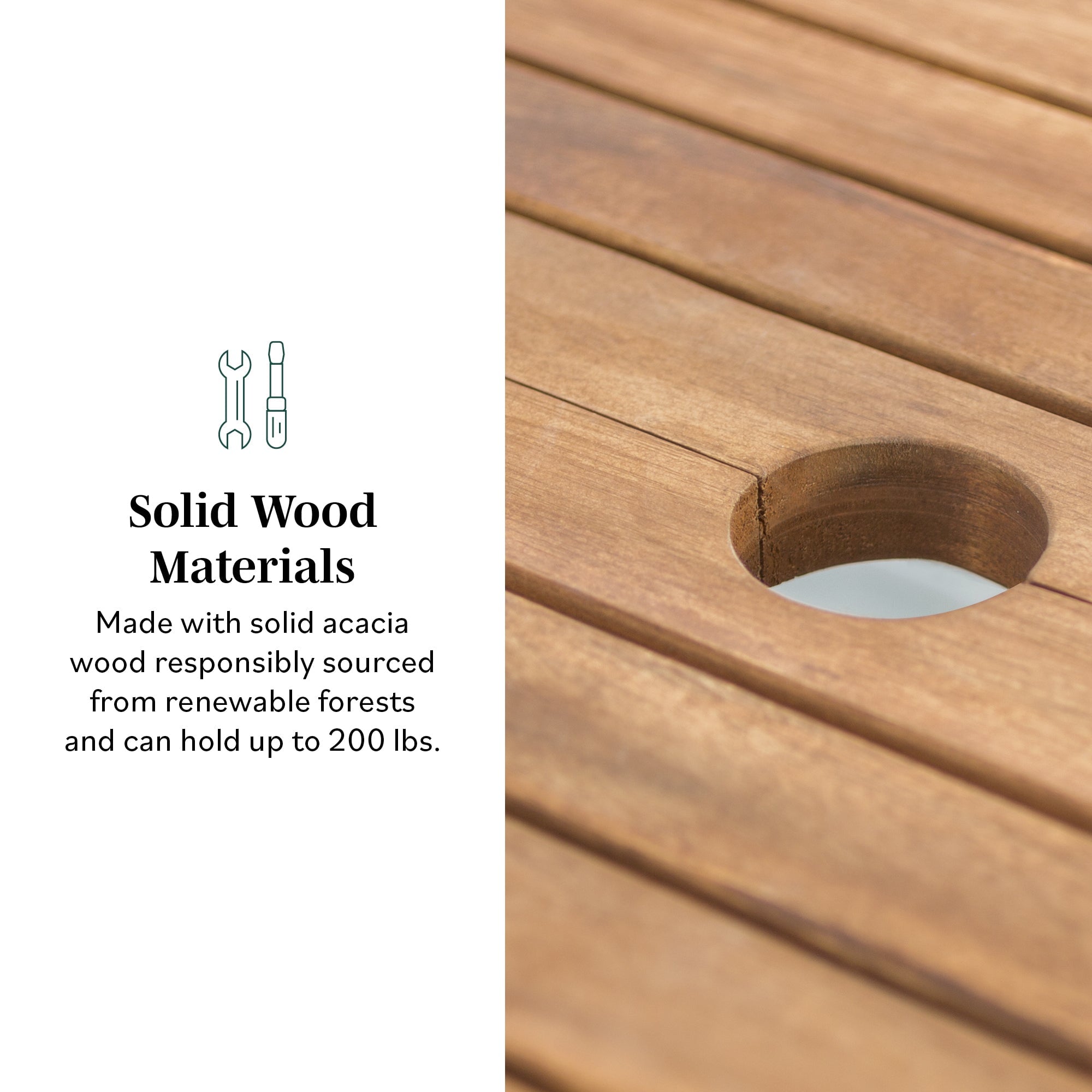 Acacia Wood Outdoor Patio Butterfly Dining Table Walker Edison