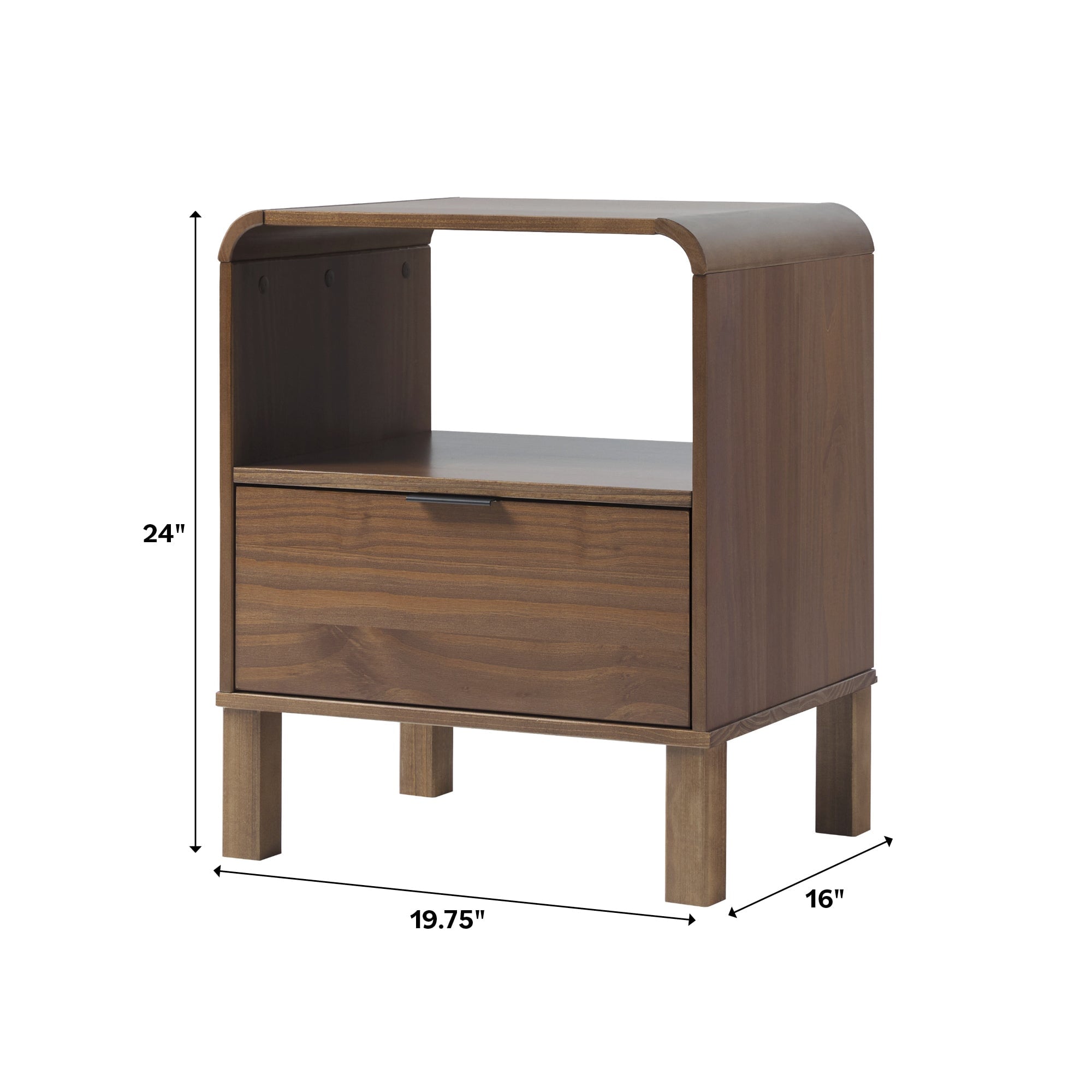 Elias Modern CurvedFrame Solid Wood Nightstand Walker Edison