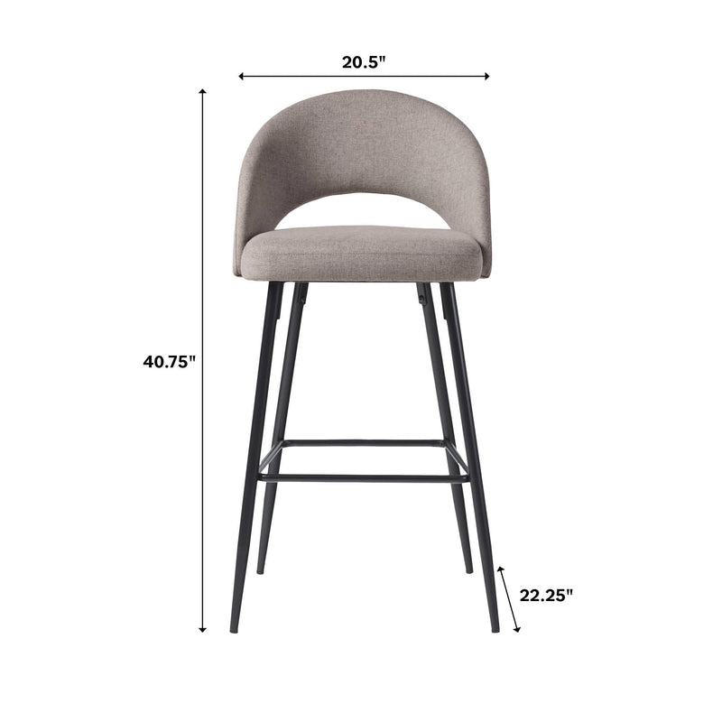 Modern 2-Piece Minimalist Upholstered Bar Stool Set Dining / Kitchen Walker Edison 