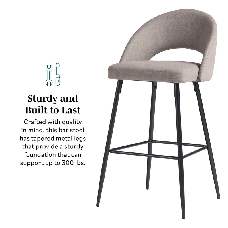 Modern 2-Piece Minimalist Upholstered Bar Stool Set Dining / Kitchen Walker Edison 