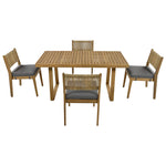 Walker Edison | Outdoor Acacia Wood Dining Table and Chair Set Thumbnail