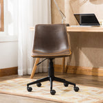 Walker Edison | Cesena Faux Leather 360 Swivel Air Lift Office Chair, Antique Brown Thumbnail