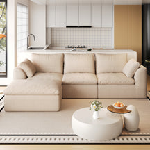 108.3' L-Shaped Modular Cloud Compressed Sectional Sofa Couch with Removable Covers