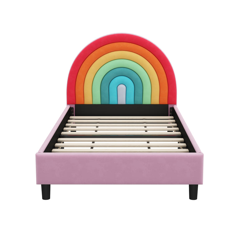 Walker Edison | Rainbow Design Upholstered Twin Platform Bed