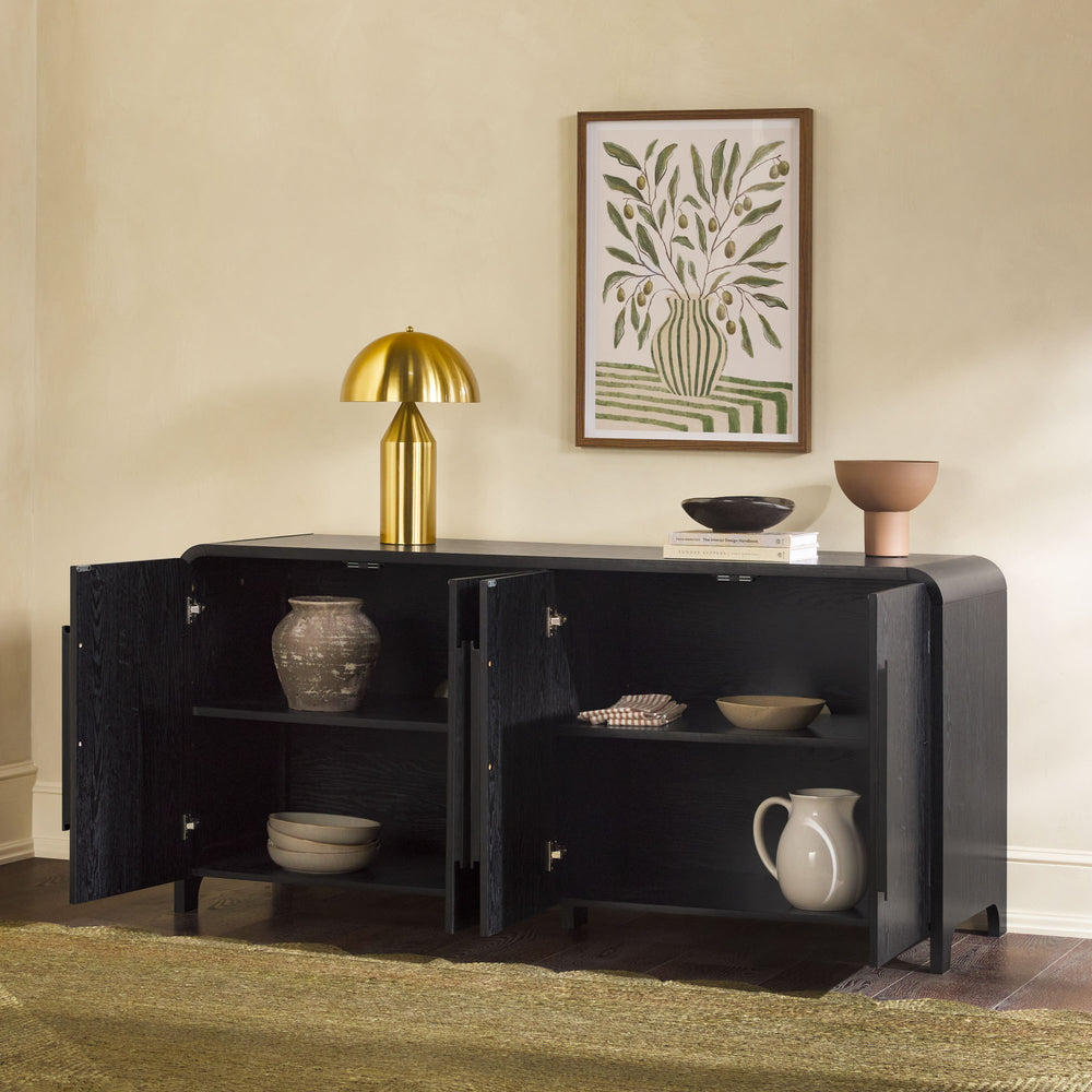 Walker Edison Modern 64 inch Sideboard with Rounded Edges, Coastal Oak, image size:1000x1000