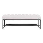 Walker Edison | Shoe Rack Bench with White Sherpa Cushion Thumbnail