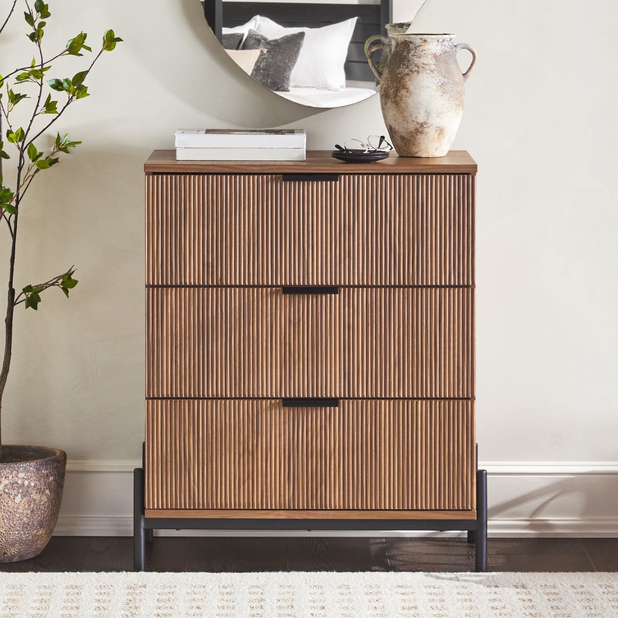 Trendy Reeded Nightstand - Scandinavian Nightstand & Dresser