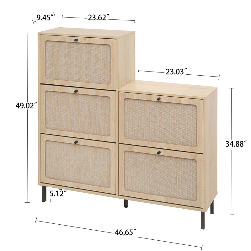 Walker Edison | Rattan 5 Door Shoe Rack