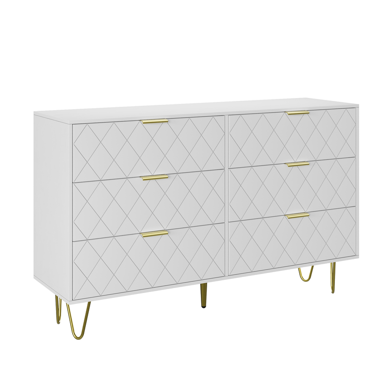 Walker Edison | Modern White 6 Drawers Bedroom Dresser