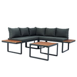 Walker Edison | Steel 4 Piece L-Shaped Patio Sectional Sofa Set Thumbnail