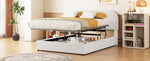 Walker Edison | Teddy Full Size Upholstered Platform Bed with Hydraulic Storage Thumbnail