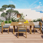 Walker Edison | Outdoor Acacia Wood Dining Table and Chair Set Thumbnail