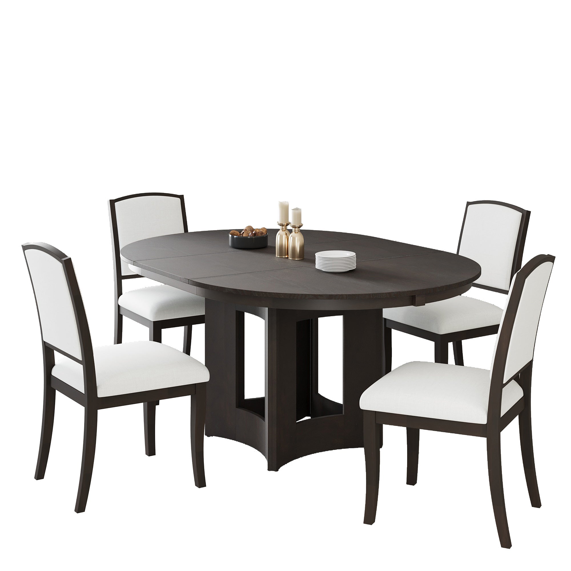Classic Modern Extendable Round Dining Table Set - Thumbnail 4
