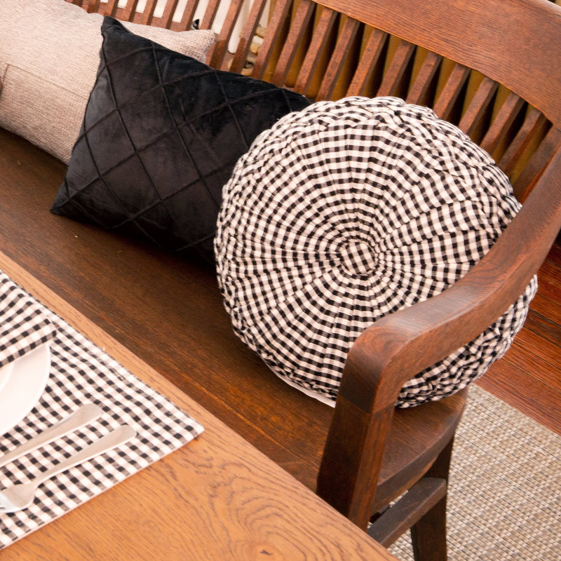 LushDecor - Gingham Check Yarn Dyed Pleated Decorative Pillow