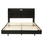 Walker Edison | Modern Upholstered Platform Queen Bed with Floating Bed Frame & Storage Headboard Thumbnail