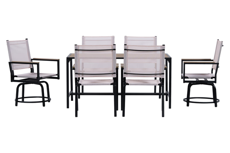 Walker Edison | Weather Proof 7 Piece Outdoor Dining Set