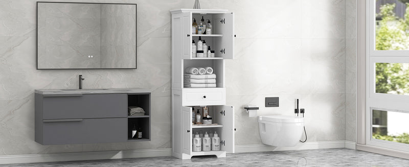 Walker Edison | White Tall Bathroom Storage Cabinet