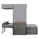 Walker Edison | Outdoor Patio 2-Piece Rattan Chairs and Bench Roof Set Thumbnail