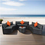 Walker Edison | Wicker Outdoor Sectional 6 Piece Patio Set with Storage and Pillows Thumbnail