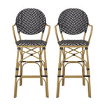 Walker Edison | Outdoor Wicker French Barstools, Set of 2 Thumbnail