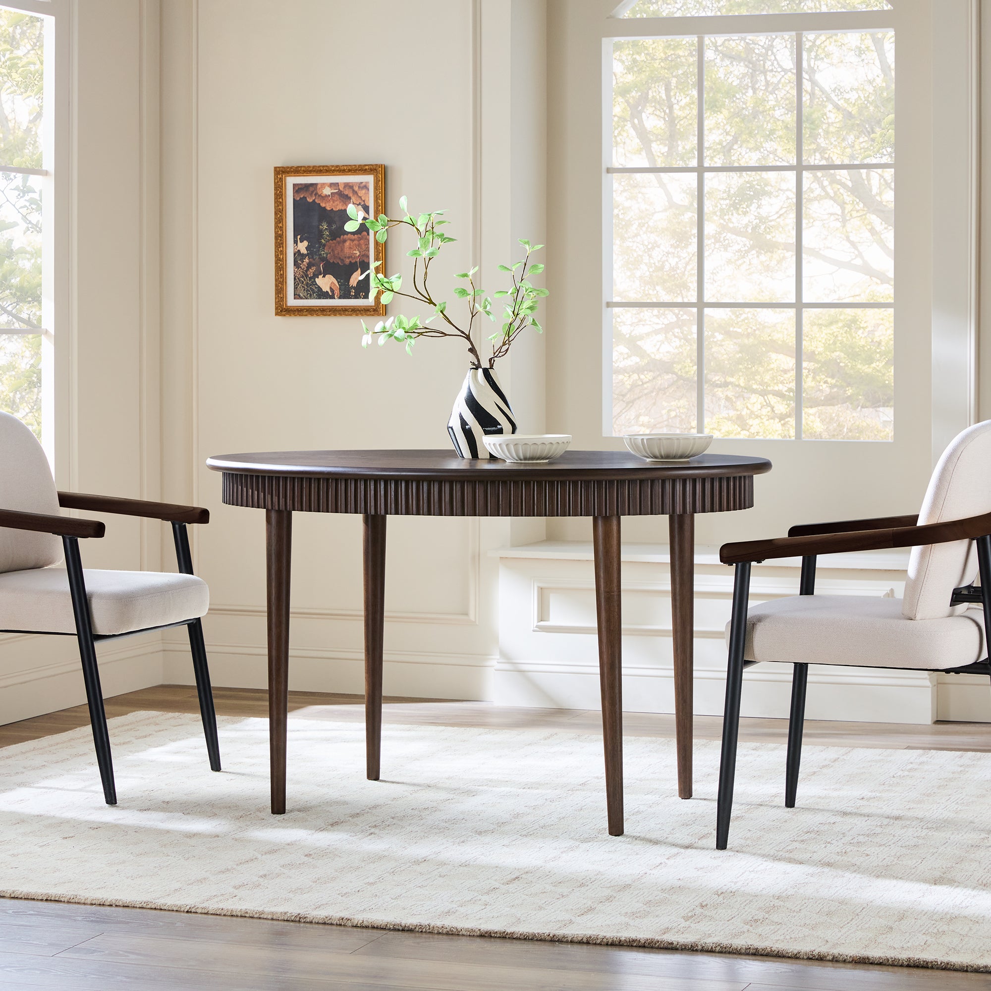 Samantha Modern Fluted 52-Inch Oval Dining Table | Walker Edison