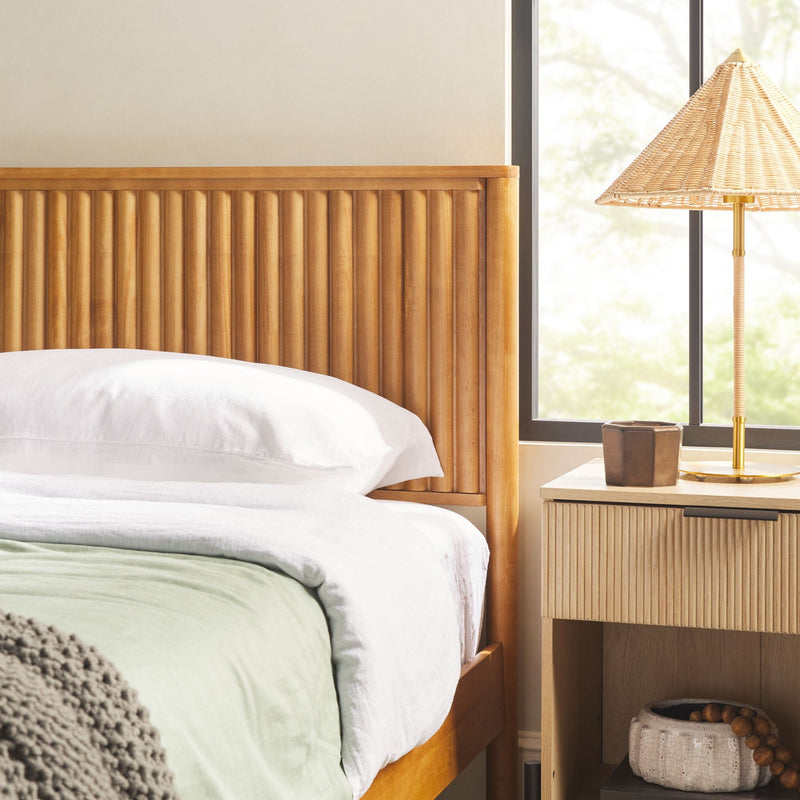 Paris Contemporary Reeded Headboard Solid Wood Bed Bedroom Walker Edison 