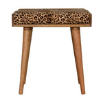 Walker Edison | Leopard Velvet Footstool Bench Thumbnail