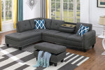 Walker Edison | Classic Modern 98" Left Hand Facing Sofa & Chaise with Ottoman Thumbnail