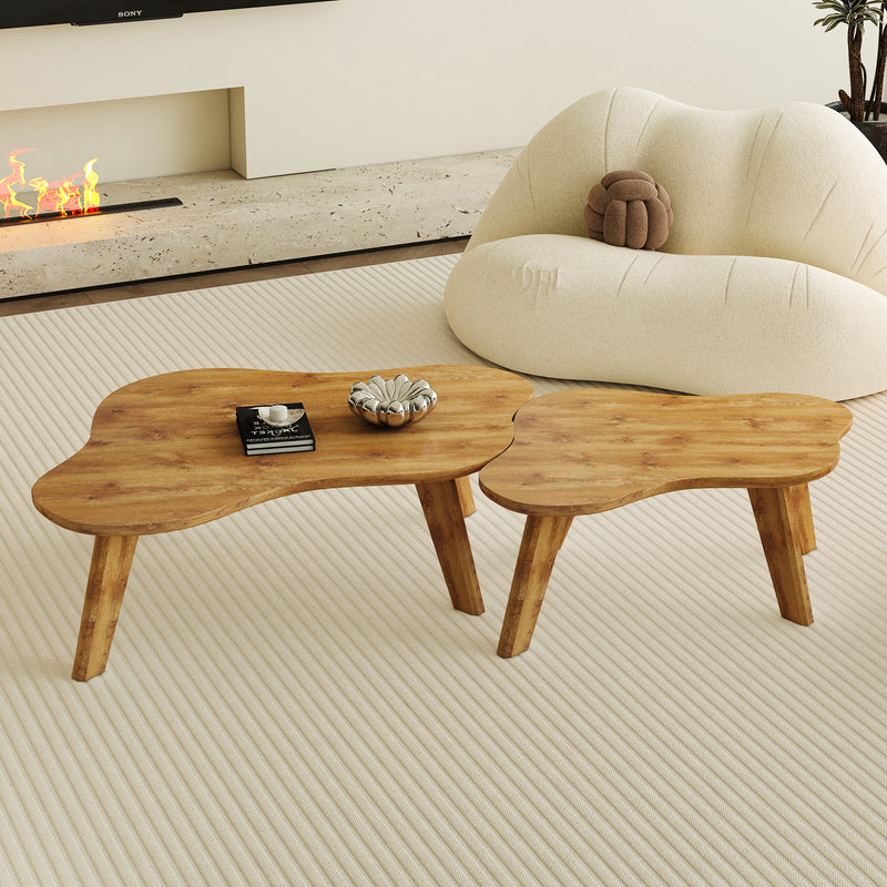 Walker Edison | Modern Minimalist Cloud Shape Coffee Table Set of Two