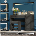 Walker Edison | Farmhouse Collection: Makeup Vanity Table with Large Mirror Thumbnail