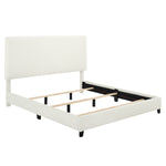 Walker Edison | King Size White Boucle Upholstered Platform Bed Thumbnail