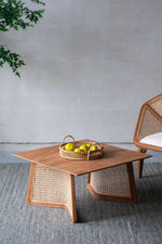 Walker Edison | Rattan Teak Coffee Table Thumbnail