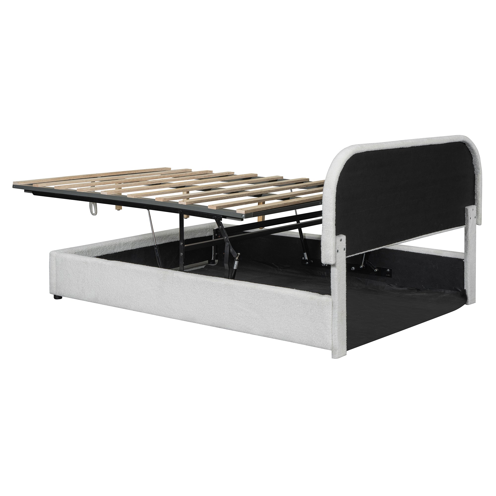 Walker Edison Teddy Full Size Upholstered Platform Bed with Hydraulic Storage - Thumbnail 5
