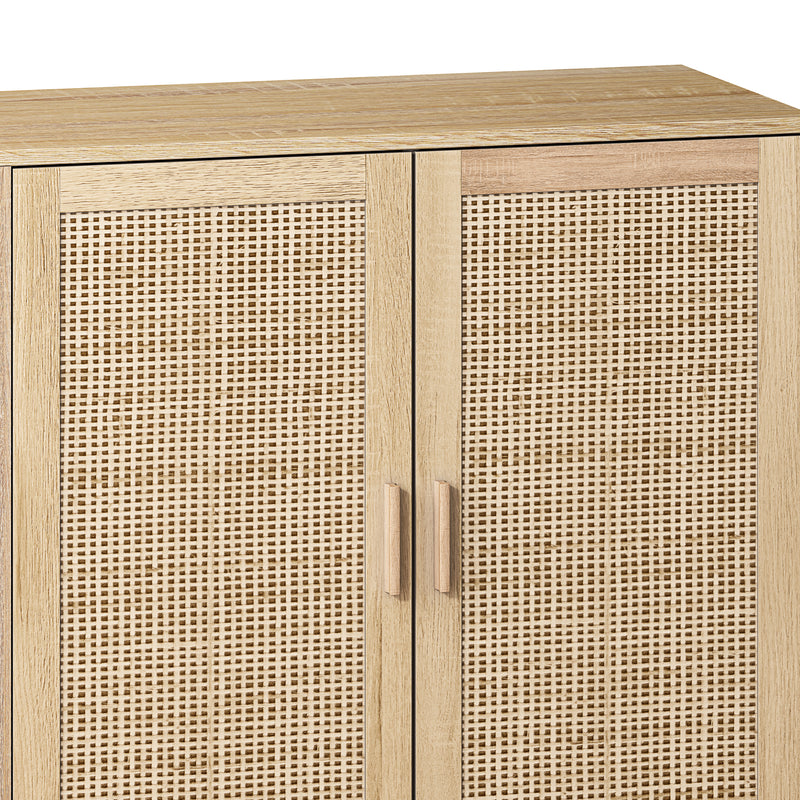 Walker Edison | Modern 4-Door Rattan Storage Sideboard TV Stand