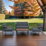 Walker Edison | 4 Piece Outdoor Sofa Chat Set Thumbnail