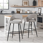 Modern 2-Piece Minimalist Upholstered Bar Stool Set Dining / Kitchen Walker Edison  Thumbnail