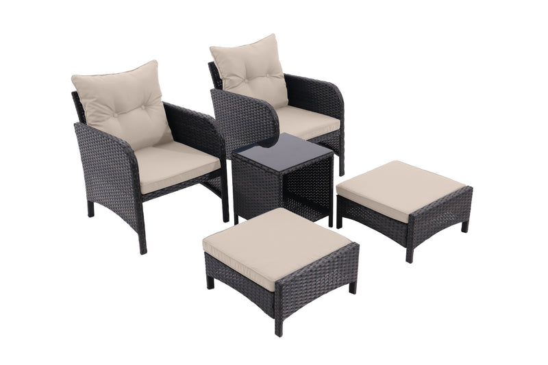 Walker Edison | Wicker 5 Piece Outdoor Patio Chat Set