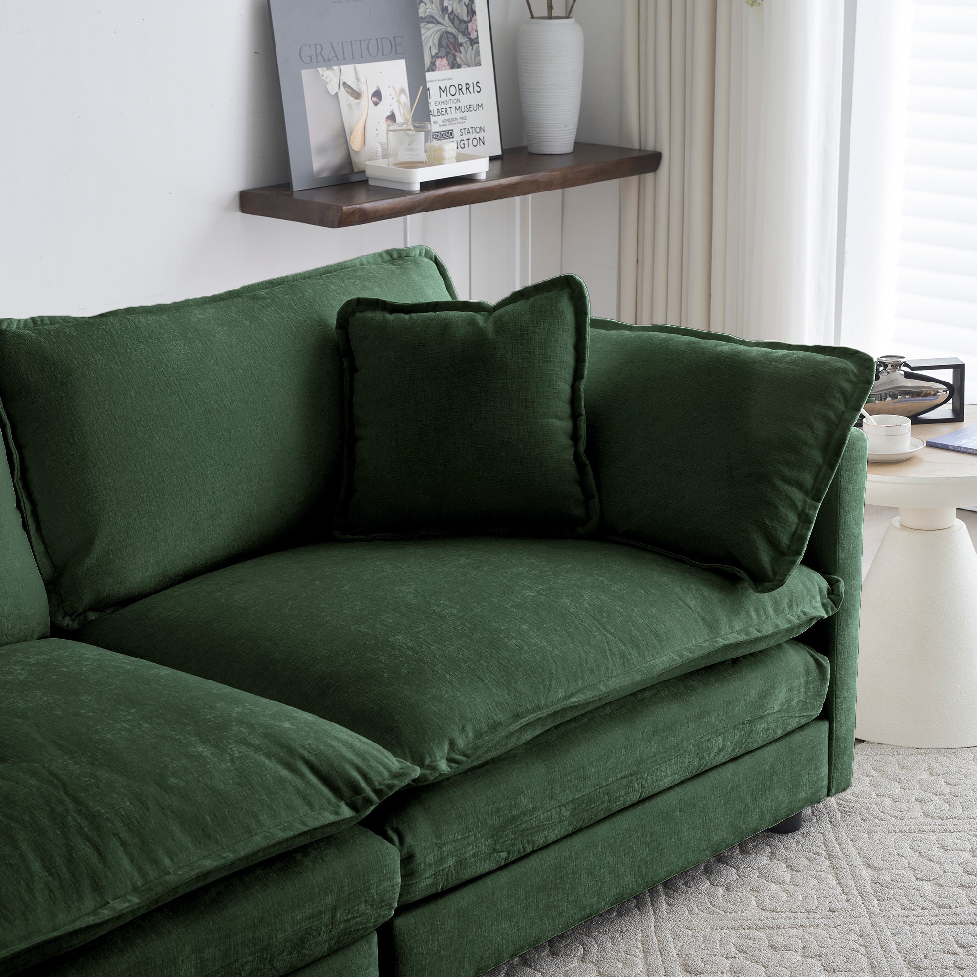 Walker Edison Chenille Cloud Accent Chair with Ottoman - Thumbnail 5