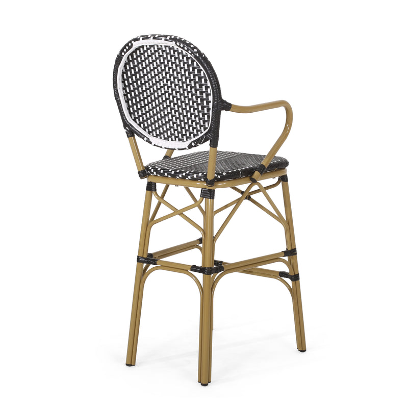 Walker Edison | Outdoor Wicker French Barstools, Set of 2