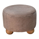 Walker Edison | Mocha Faux Fur Round Ball Footstool Thumbnail