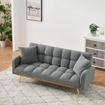 Walker Edison | Teddy Fleece Grey Sofa Bed 69" Grey Thumbnail