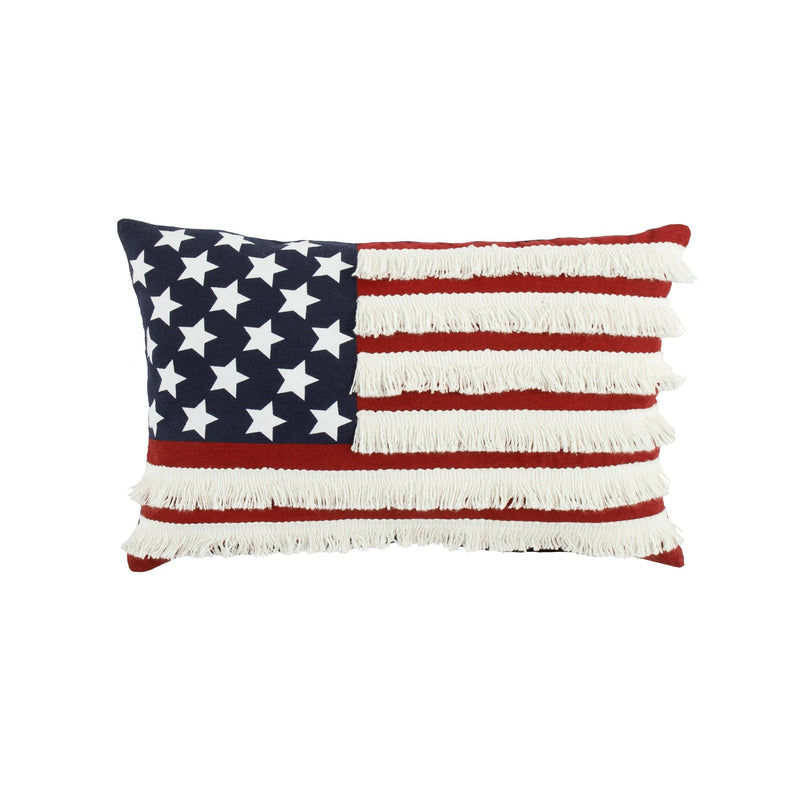 LushDecor - American Flag Fringe Decorative Pillow