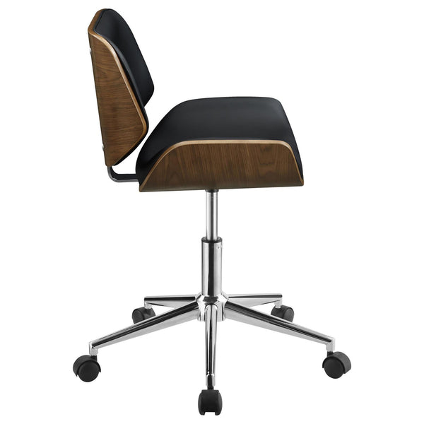 Walker Edison | Faux Leather with Wood Swivel Office Chair