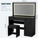 Walker Edison | Farmhouse Collection: Makeup Vanity Table with Large Mirror Thumbnail