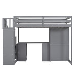 Walker Edison | Twin Size Loft Bed with Wardrobe and Staircase, Desk and Storage Thumbnail