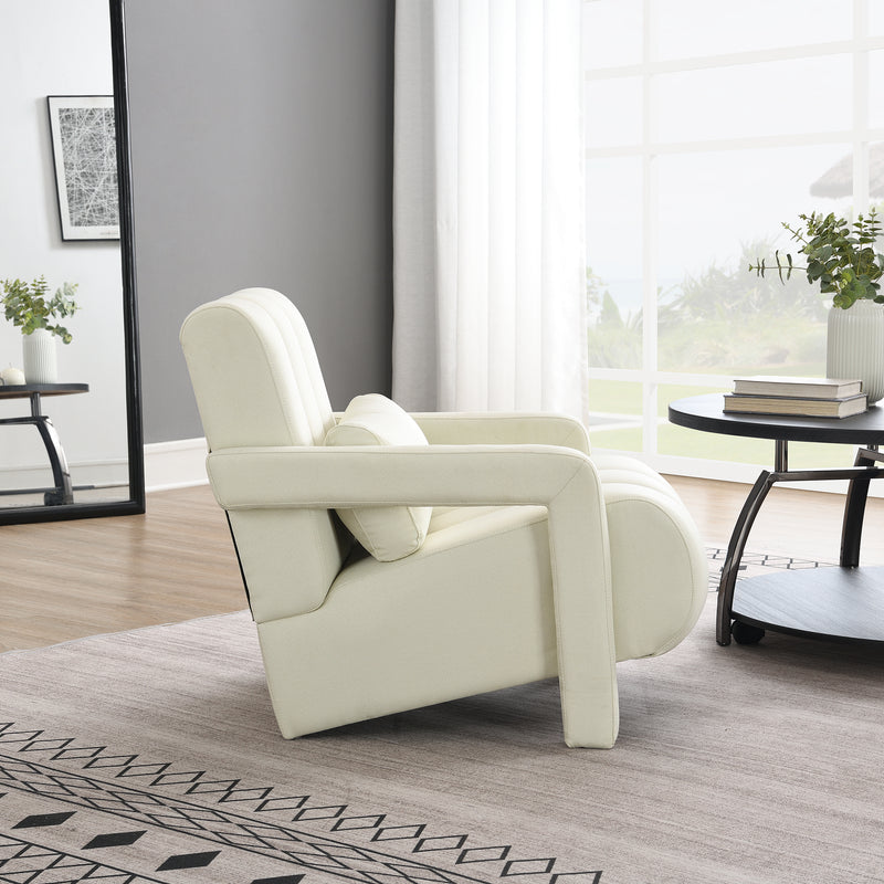 Walker Edison | Contemporary Modern Linen Upholstered Accent Chair Beige